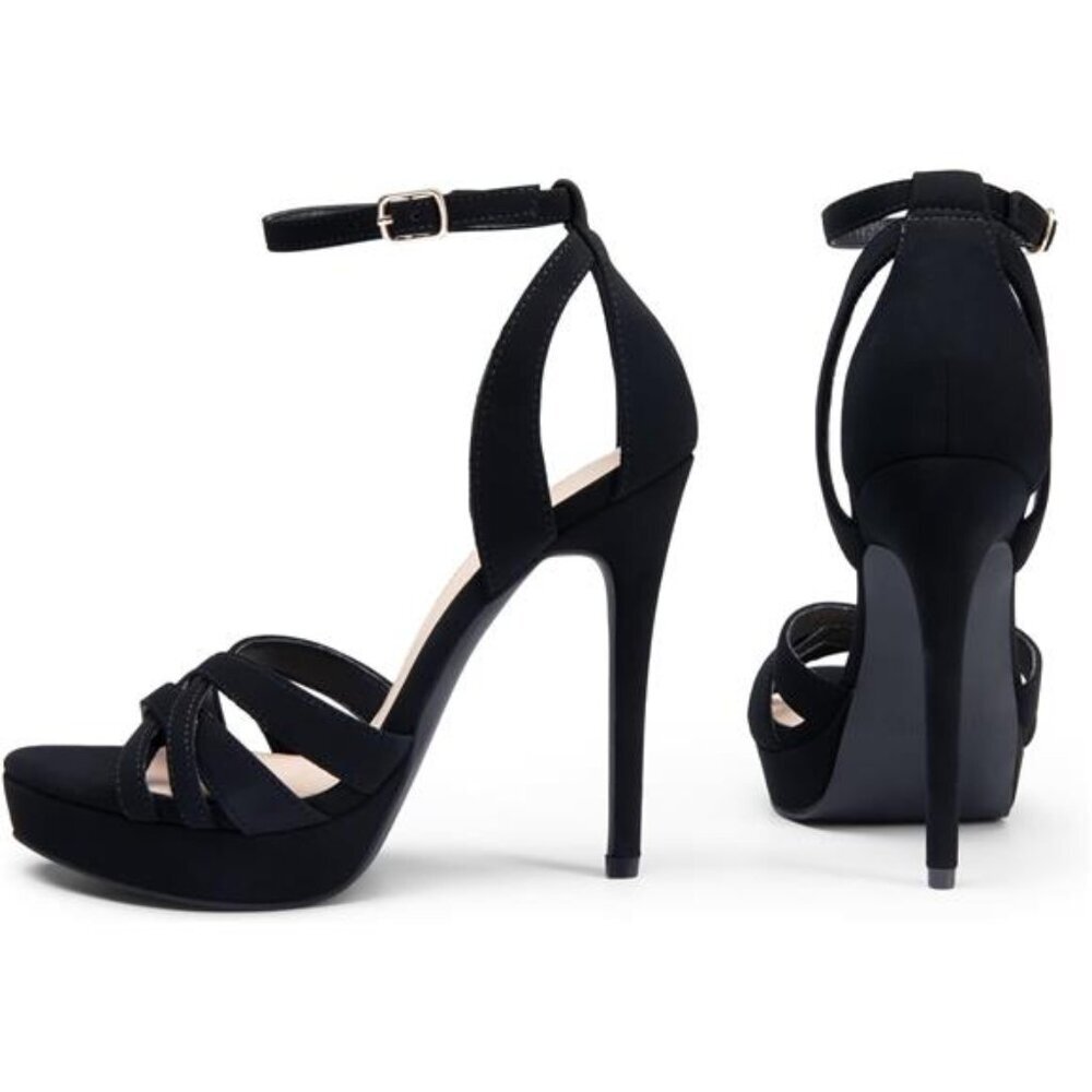 Women's Platform Stiletto Heels Open Toe Ankle Strappy High Heels Sandals Shoes - Picture 3 of 7